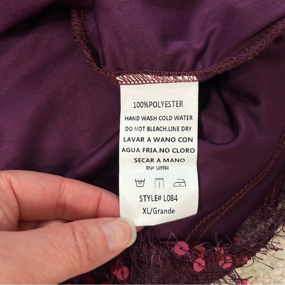 NWT Southern Fried Chics Plum Sequin Mini Dress Size XL Runs small Fits 8/10 - Picture 4 of 11